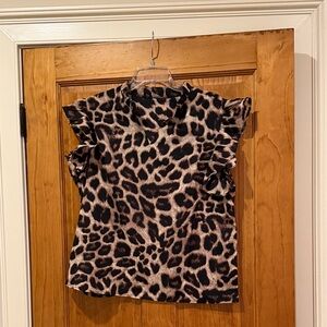 SHEIN Animal Print Ruffle Sleeve Blouse